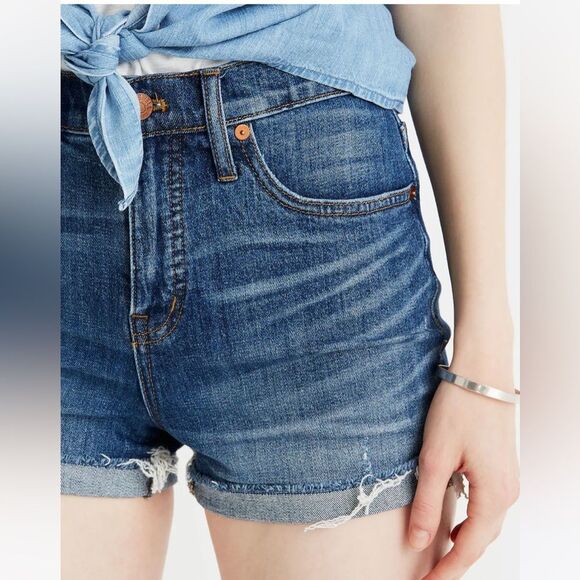 Madewell High-Rise Denim Shorts Cutoff Edition Glenoaks Wash Size 24 - Picture 3 of 10